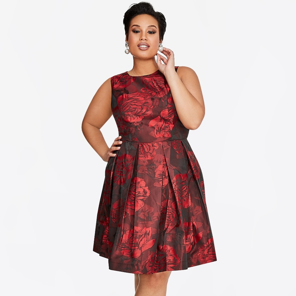 Sleeveless Rose Print Dress